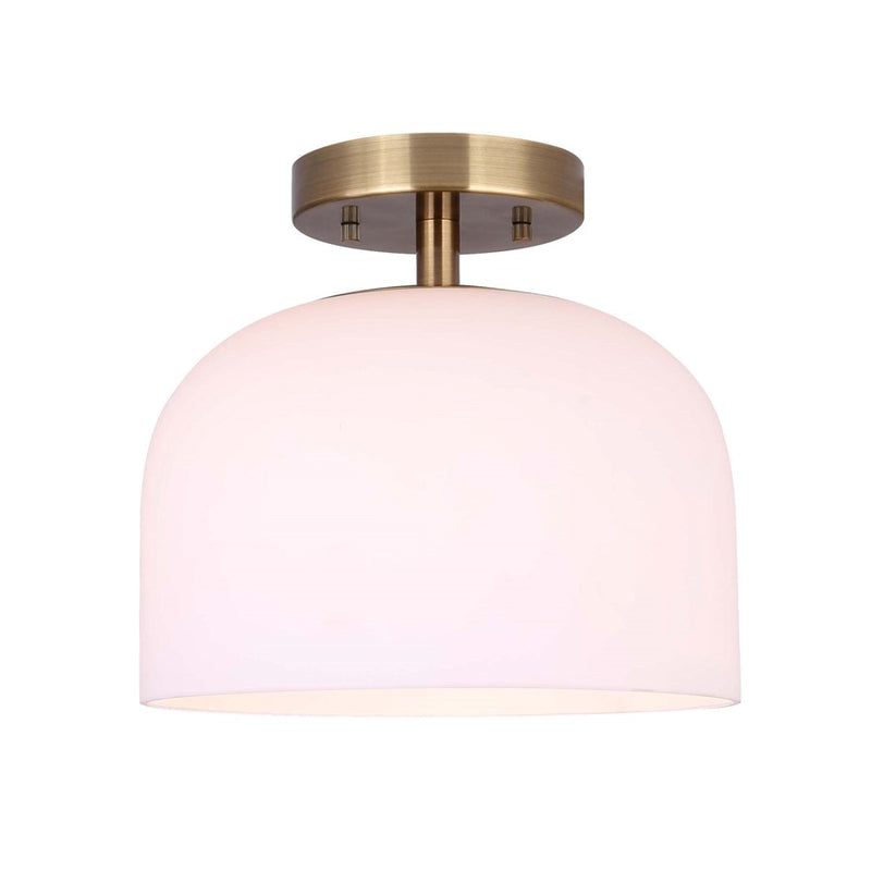Canarm Novalee 9.25in 1-Light Flush Mount | Gold Metal and Opal Glass | Bedroom & Hallway | 9.25 x 9.25 x 9 in | Model IFM1130A09GD