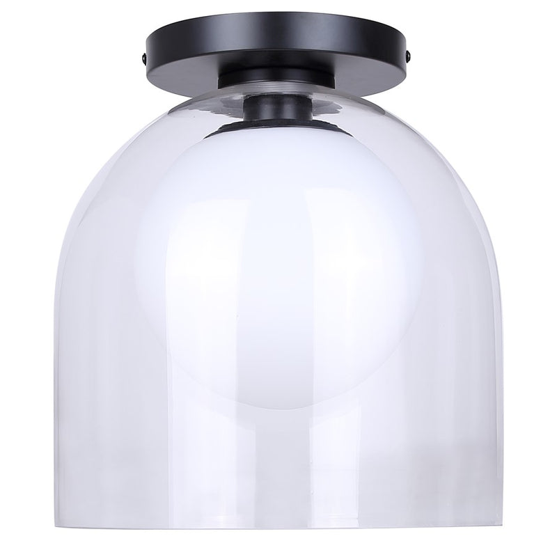 Canarm Pelia 11.88in 1-Light Flush Mount | Matte Black Steel and Clear/Opal Glass | Entryway & Hallway | 11.88 x 11.88 x 13 in | Model IFM1142A12BK