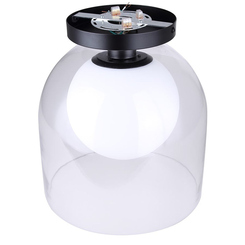 Canarm Pelia 11.88in 1-Light Flush Mount | Matte Black Steel and Clear/Opal Glass | Entryway & Hallway | 11.88 x 11.88 x 13 in | Model IFM1142A12BK