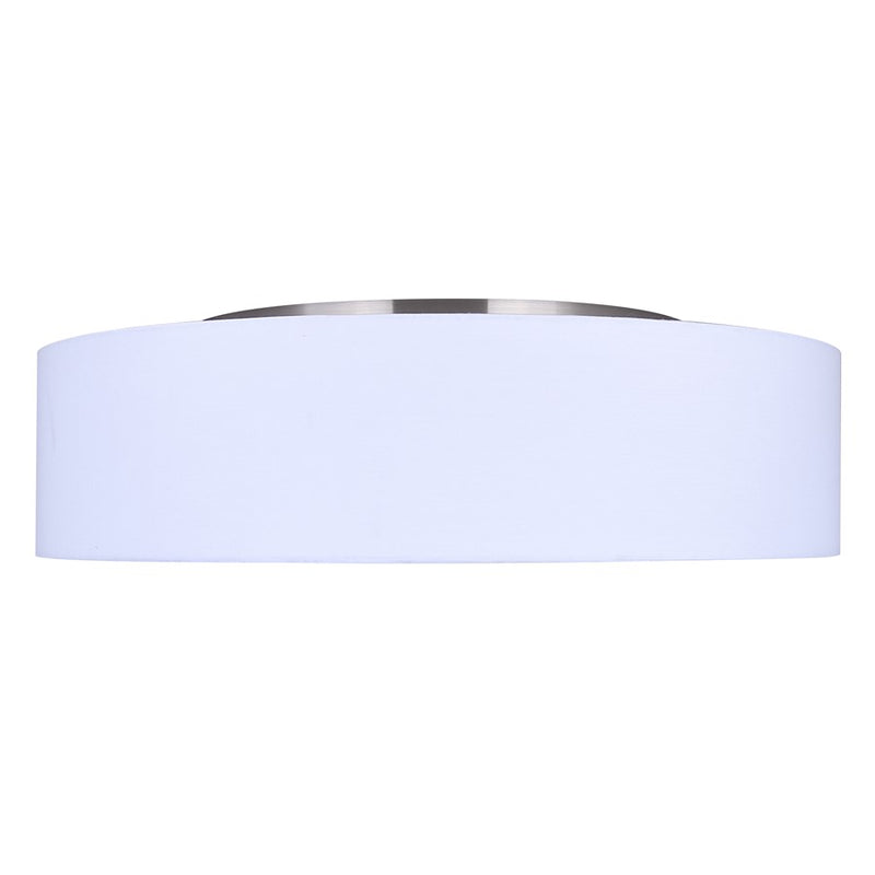Canarm Landra 19in 3-Light Flush Mount | Contemporary Brushed Nickel and White Fabric Shade | Bedroom & Living Room | Model IFM1148A19BN