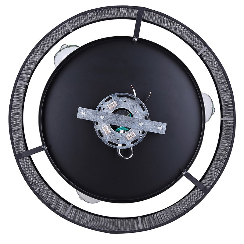 Canarm Bellamy 16in 3-Light Flush Mount | Modern Matte Black and Natural Rattan Shade | Bedroom & Hallway | Model IFM1149A15BK