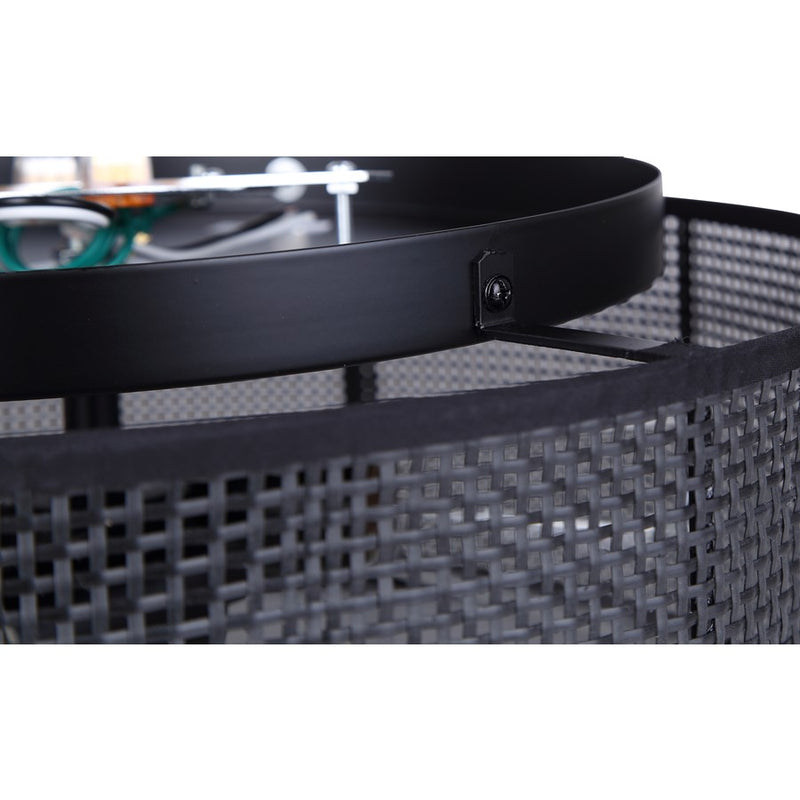 Canarm Bellamy 16in 3-Light Flush Mount | Modern Matte Black and Natural Rattan Shade | Bedroom & Hallway | Model IFM1149A15BK