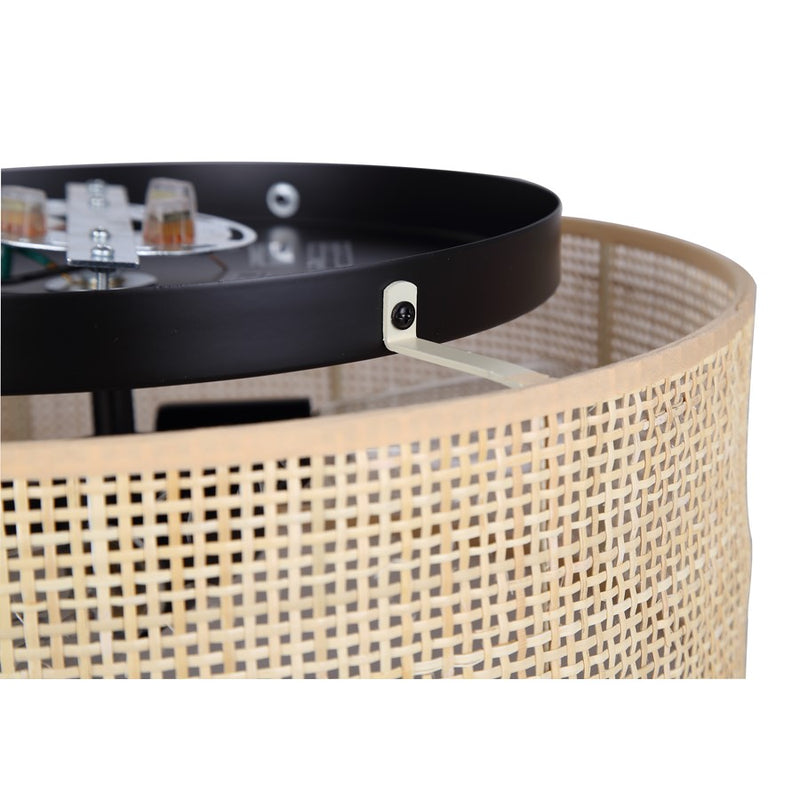 Canarm Bellamy 16in 3-Light Flush Mount | Rustic Black and Natural Rattan Shade | Bedroom & Hallway | 16.25 x 16.25 x 6.88 in | Model IFM1149A15NBK