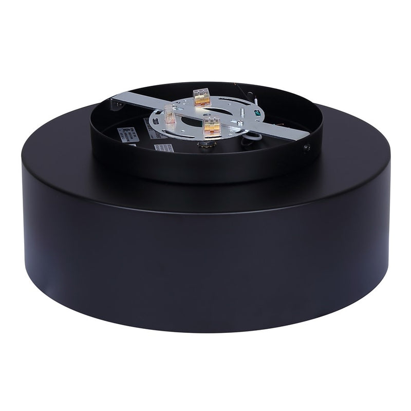 Canarm Daylon 12in 1-Light Flush Mount | Mid-Century Matte Black and Gold Interior Opal Glass | Bedroom & Living Room | Model IFM1150A13BK