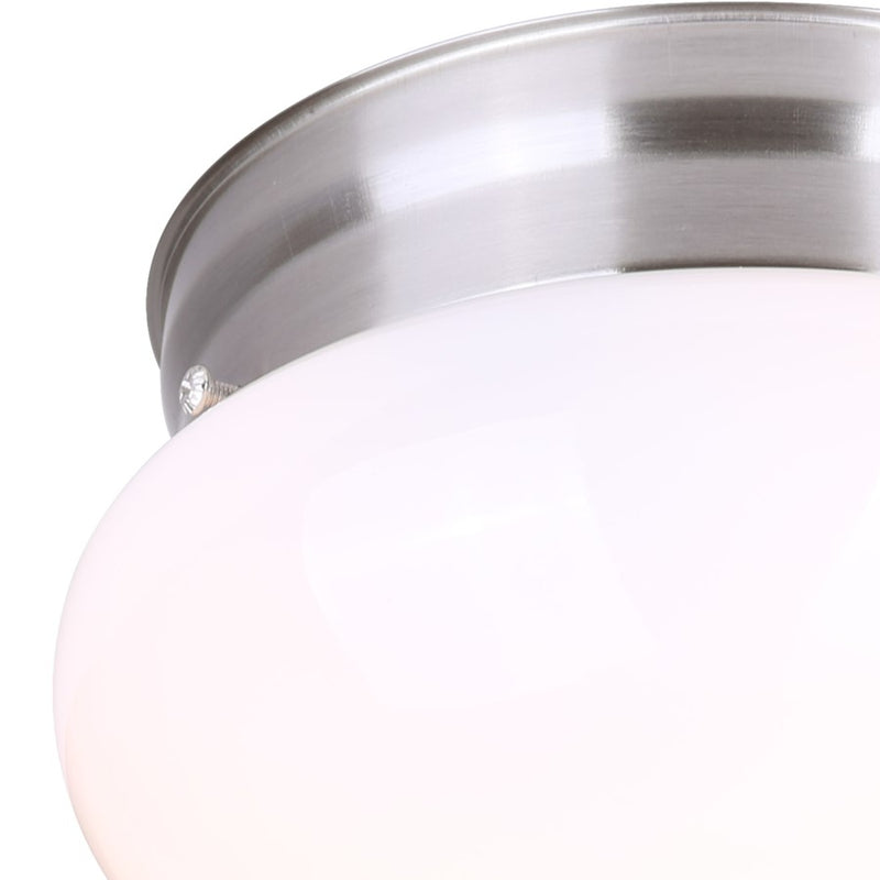 Canarm Madison 7in 1-Light Flush Mount | Brushed Nickel and Opal Glass | Hallway & Bedroom | 7 x 7 x 4 in | Model IFM137BN