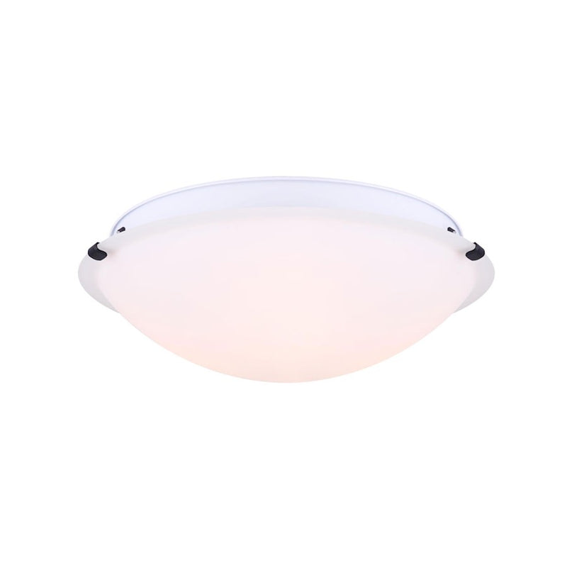 Canarm Clip 16in 3-Light Flush Mount | Matte Black and Opal Glass | Bedroom & Hallway Ceiling Light | 16 x 5.75 in | Model IFM1616BK-O