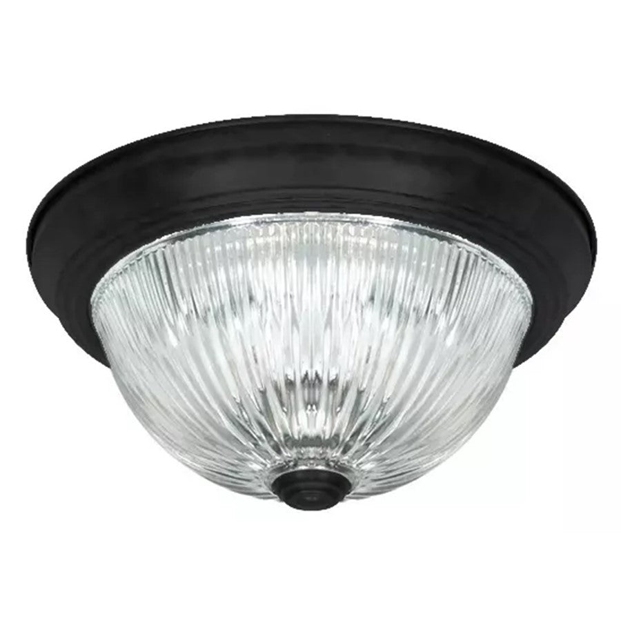 Canarm Madison 2 Light 11" Flush Mount, Matte Black/Clear - IFM211MBK-RGC