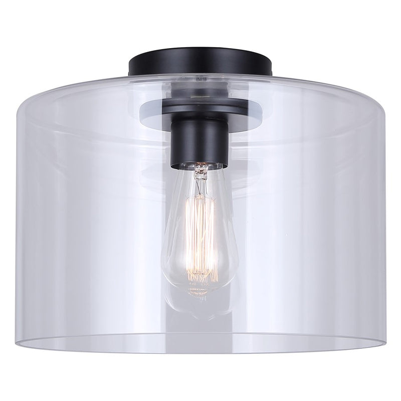 Canarm Sklo 1 Light 12" Flush Mount, Matte Black
