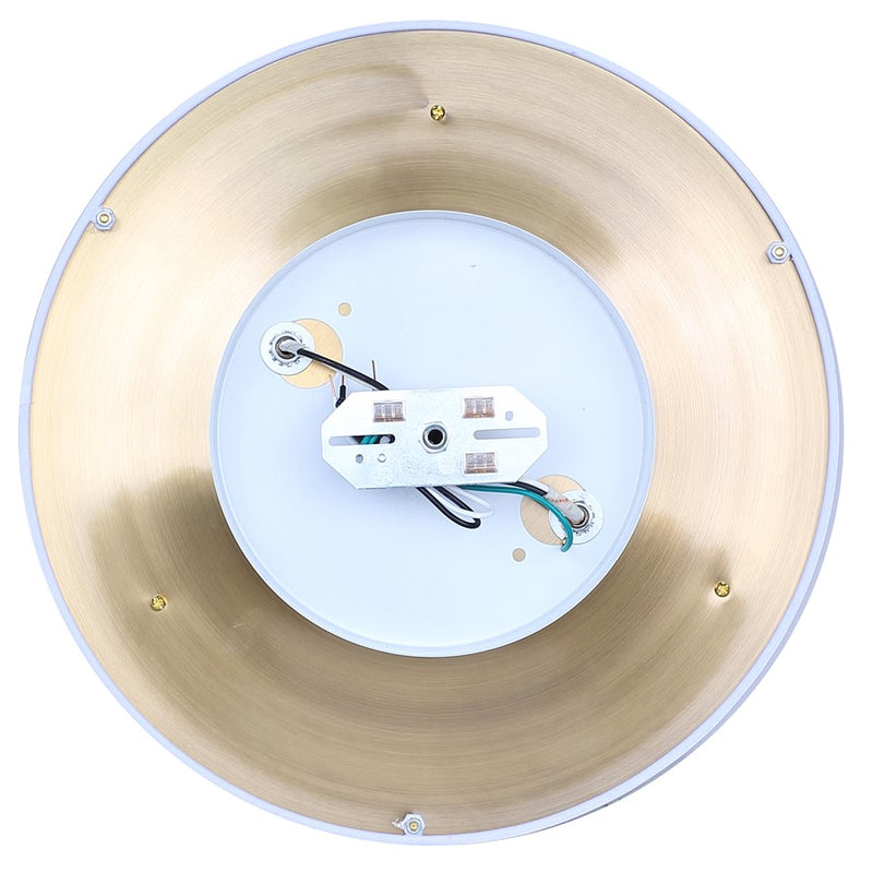 Canarm Bonnie 15in 2-Light Flush Mount | Gold Steel and White Fabric Drum Shade | Bedroom & Living Room | 15 x 15 x 6.5 in | Model IFM2191B15GD
