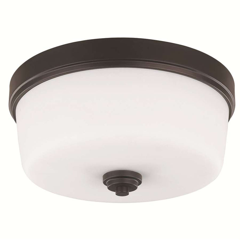 Canarm Jackson 16in 3-Light Flush Mount | Oil Rubbed Bronze Steel and White Opal Glass | Hallway, Bedroom & Bathroom Ceiling | Model IFM286A16ORB