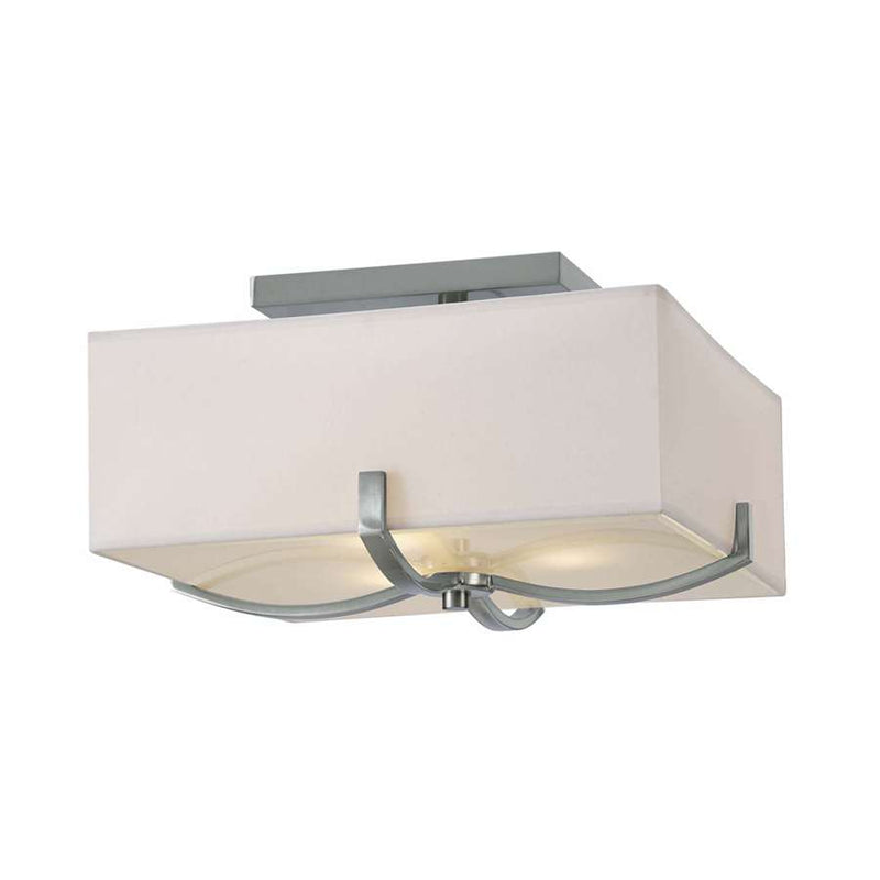Canarm Palmer 16in 3-Light Flush Mount | Modern Brushed Nickel and White Fabric Shade | Bedroom & Hallway Ceiling Light | Model IFM422A14BN