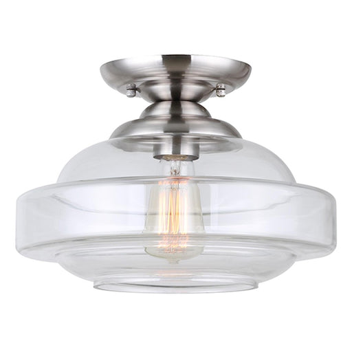 Canarm Chicago 12in 1-Light Flush Mount | Modern Brushed Nickel and Clear Glass | Bedroom & Entryway Ceiling Light | Model IFM459B13BN