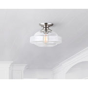 Canarm Chicago 12in 1-Light Flush Mount | Modern Brushed Nickel and Clear Glass | Bedroom & Entryway Ceiling Light | Model IFM459B13BN