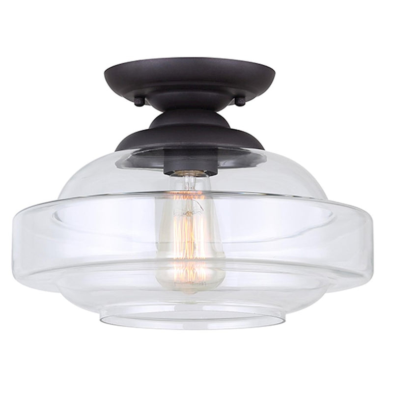 Canarm Chicago 12.5in 1-Light Flush Mount | Oil Rubbed Bronze and Clear Glass | Hallway & Bedroom Closet | 12.5 x 9.25 in | Model IFM459B13ORB