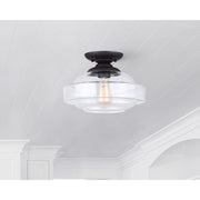 Canarm Chicago 12.5in 1-Light Flush Mount | Oil Rubbed Bronze and Clear Glass | Hallway & Bedroom Closet | 12.5 x 9.25 in | Model IFM459B13ORB