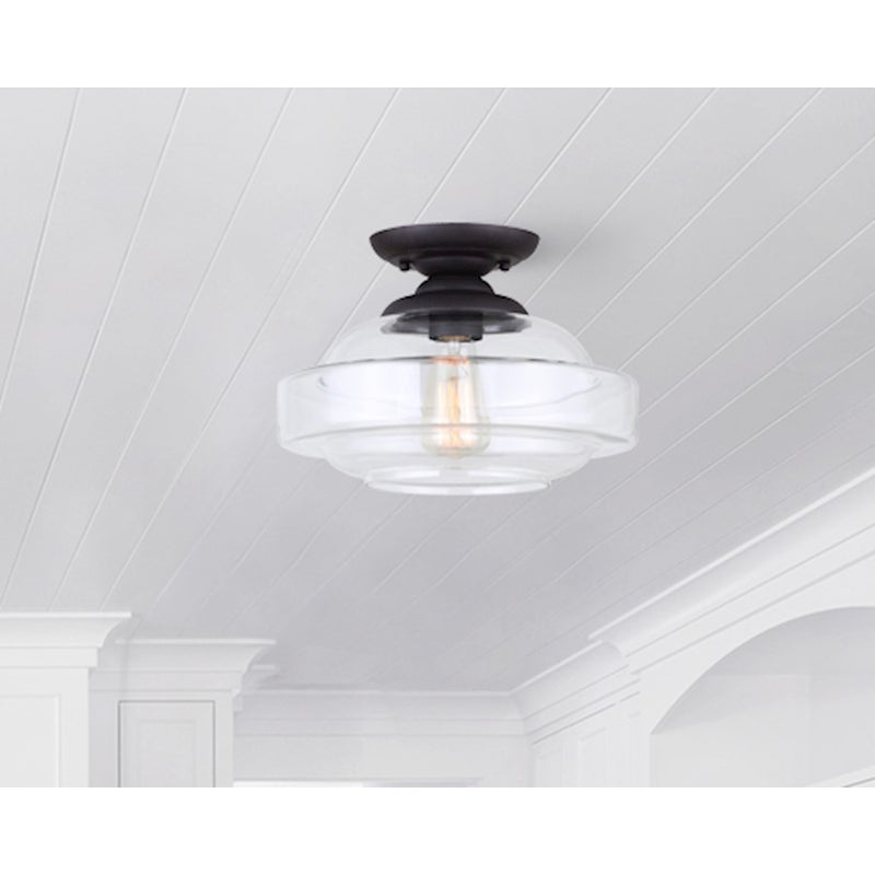 Canarm Chicago 12.5in 1-Light Flush Mount | Oil Rubbed Bronze and Clear Glass | Hallway & Bedroom Closet | 12.5 x 9.25 in | Model IFM459B13ORB