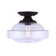 Canarm Chicago 12.5in 1-Light Flush Mount | Oil Rubbed Bronze and Clear Glass | Hallway & Bedroom Closet | 12.5 x 9.25 in | Model IFM459B13ORB