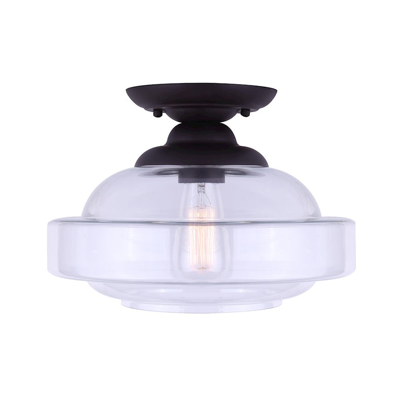 Canarm Chicago 12.5in 1-Light Flush Mount | Oil Rubbed Bronze and Clear Glass | Hallway & Bedroom Closet | 12.5 x 9.25 in | Model IFM459B13ORB