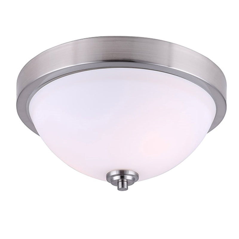 Canarm River 13in 2-Light Flush Mount | Brushed Nickel and Flat Opal Glass | Hallway & Bedroom | 13 x 13 x 6.5 in | Model IFM578A13BN