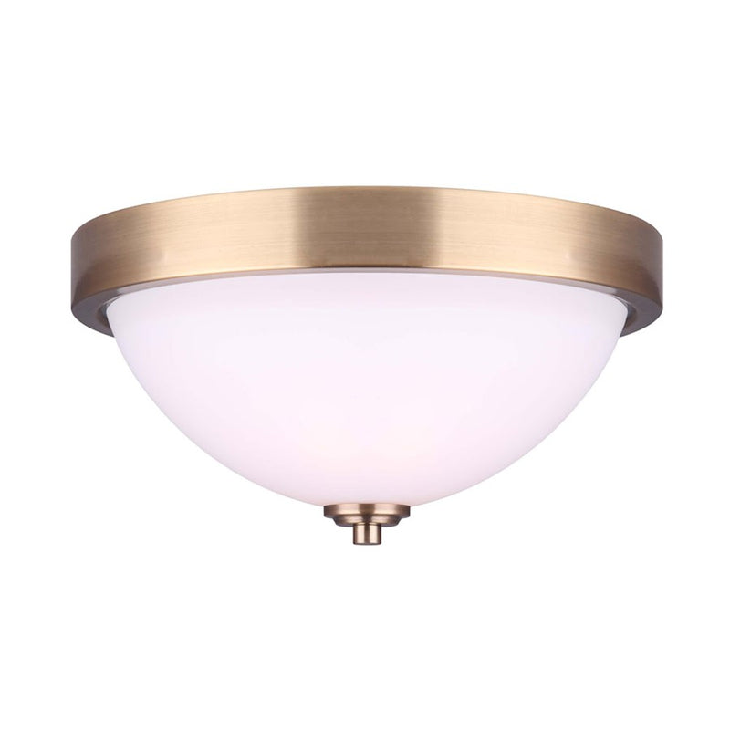 Canarm River 13in 2-Light Flush Mount | Gold and Flat Opal Glass | Hallway & Bedroom | 13 x 13 x 6.5 in | Model IFM578A13GD