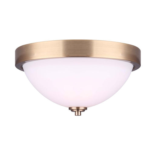 Canarm River 13in 2-Light Flush Mount | Gold and Flat Opal Glass | Hallway & Bedroom | 13 x 13 x 6.5 in | Model IFM578A13GD