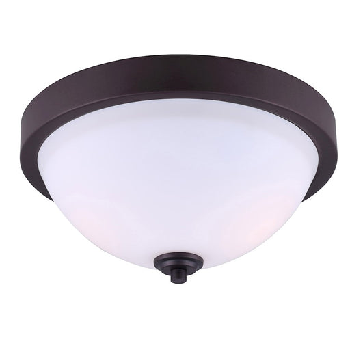 Canarm River 13in 2-Light Flush Mount | Oil Rubbed Bronze and Flat Opal Glass | Hallway & Bedroom | 13 x 13 x 6.5 in | Model IFM578A13ORB