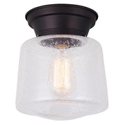 Canarm Boku 8in 1-Light Flush Mount | Warm Oil Rubbed Bronze and Seeded Glass | Hallway & Closet Ceiling Light | 8 x 8 x 9.25 in | Model IFM623A08ORB