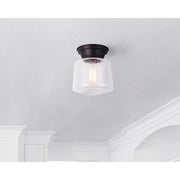Canarm Boku 8in 1-Light Flush Mount | Warm Oil Rubbed Bronze and Seeded Glass | Hallway & Closet Ceiling Light | 8 x 8 x 9.25 in | Model IFM623A08ORB