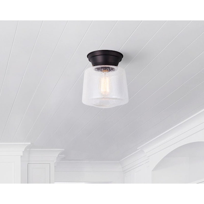 Canarm Boku 8in 1-Light Flush Mount | Warm Oil Rubbed Bronze and Seeded Glass | Hallway & Closet Ceiling Light | 8 x 8 x 9.25 in | Model IFM623A08ORB