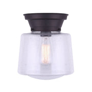 Canarm Boku 8in 1-Light Flush Mount | Warm Oil Rubbed Bronze and Seeded Glass | Hallway & Closet Ceiling Light | 8 x 8 x 9.25 in | Model IFM623A08ORB