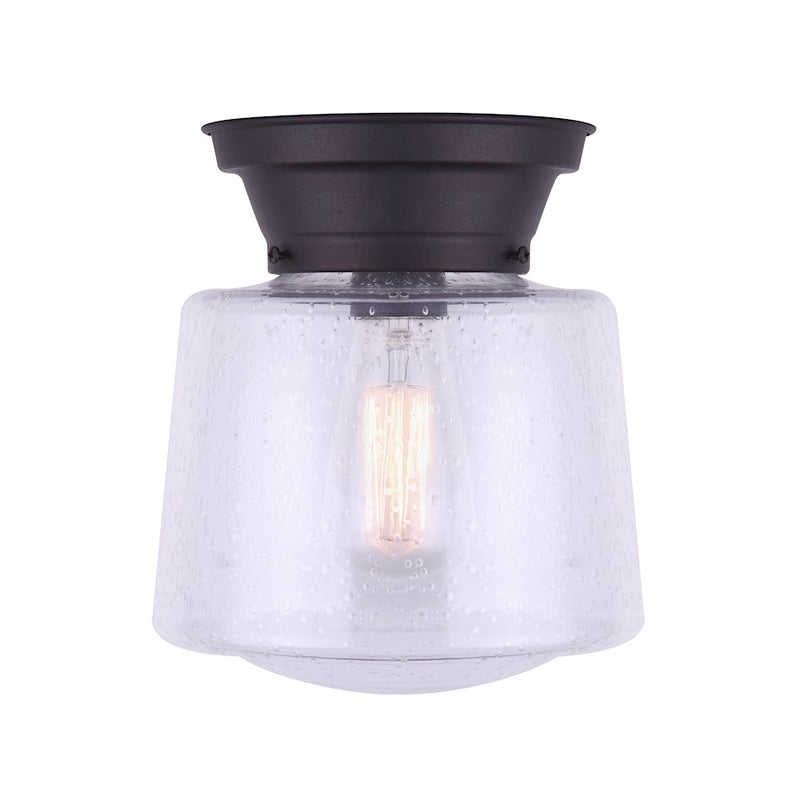 Canarm Boku 8in 1-Light Flush Mount | Warm Oil Rubbed Bronze and Seeded Glass | Hallway & Closet Ceiling Light | 8 x 8 x 9.25 in | Model IFM623A08ORB
