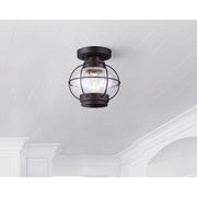 Canarm Potter 8in 1-Light Flush Mount | Oil Rubbed Bronze and Clear Glass | Bedroom & Hallway Ceiling Light | 8 x 8 in | Model IFM636A08ORB