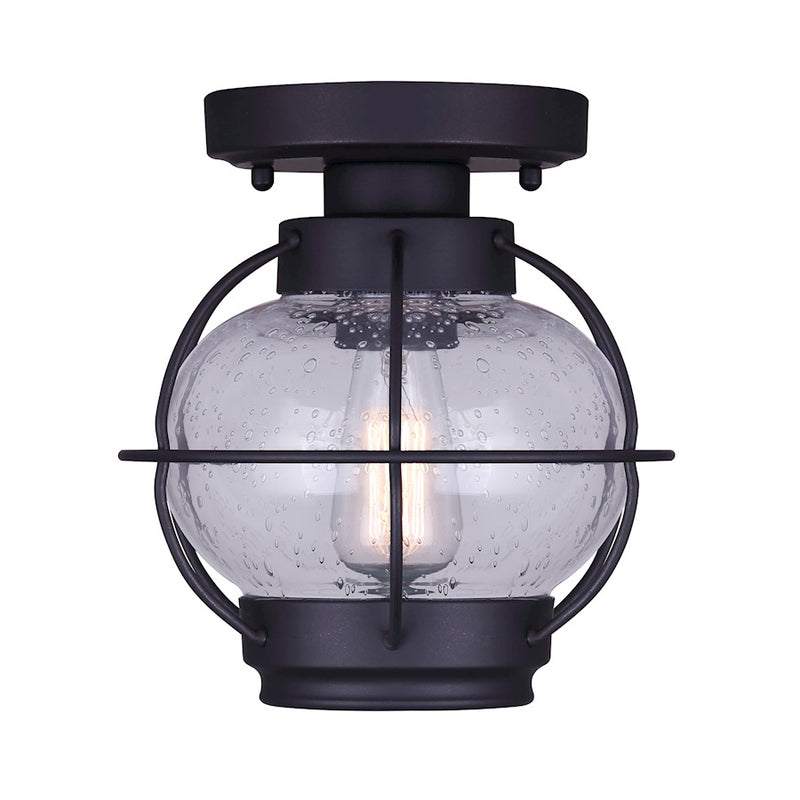 Canarm Potter 8in 1-Light Flush Mount | Oil Rubbed Bronze and Clear Glass | Bedroom & Hallway Ceiling Light | 8 x 8 in | Model IFM636A08ORB