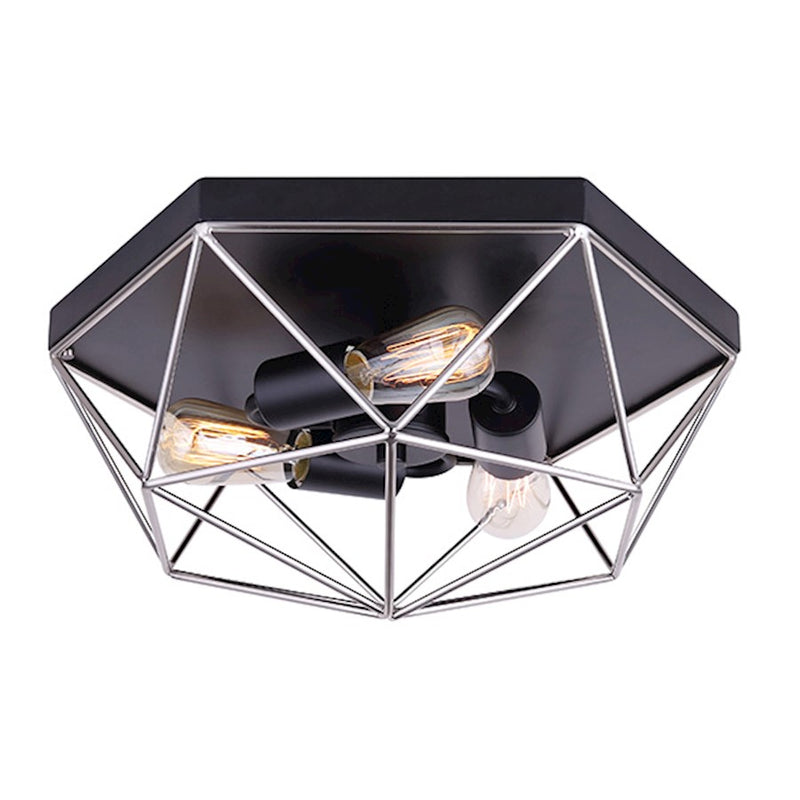 Canarm Greer 15in 3-Light Flush Mount | Matte Black & Brushed Nickel | Bedroom & Hallway | 15 x 13 x 7 in | Model IFM676A15BKN