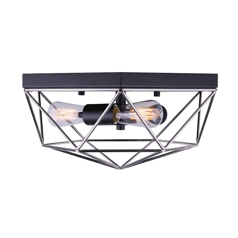 Canarm Greer 15in 3-Light Flush Mount | Matte Black & Brushed Nickel | Bedroom & Hallway | 15 x 13 x 7 in | Model IFM676A15BKN