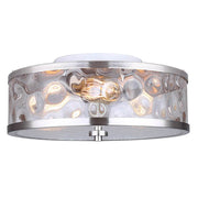 Canarm Cala 16in 3-Light Flush Mount | Brushed Nickel & Watermark Glass | Bedroom & Hallway | 16 x 15 x 7 in | Model IFM677A15BN