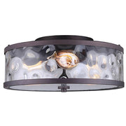 Canarm Cala 16in 3-Light Flush Mount | Oil Rubbed Bronze and Watermark Glass | Hallway & Bedroom Ceiling Light | 16 x 15 x 7 in | Model IFM677A15ORB
