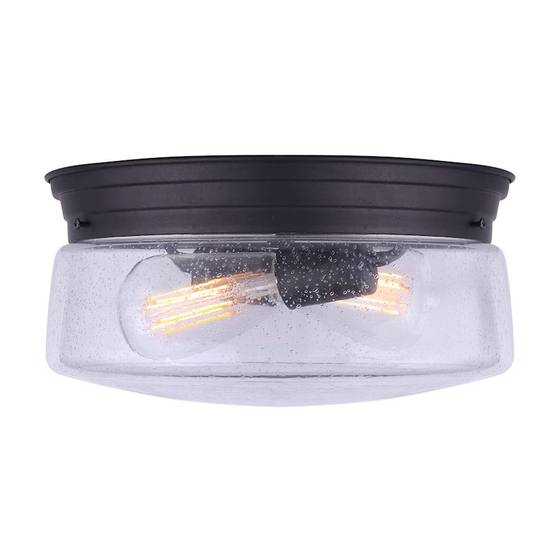 Canarm Albany 12in 2-Light Flush Mount | Oil Rubbed Bronze and Clear Glass | Entryway & Dining Room Ceiling Light | 12 x 6 in | Model IFM679A12ORB