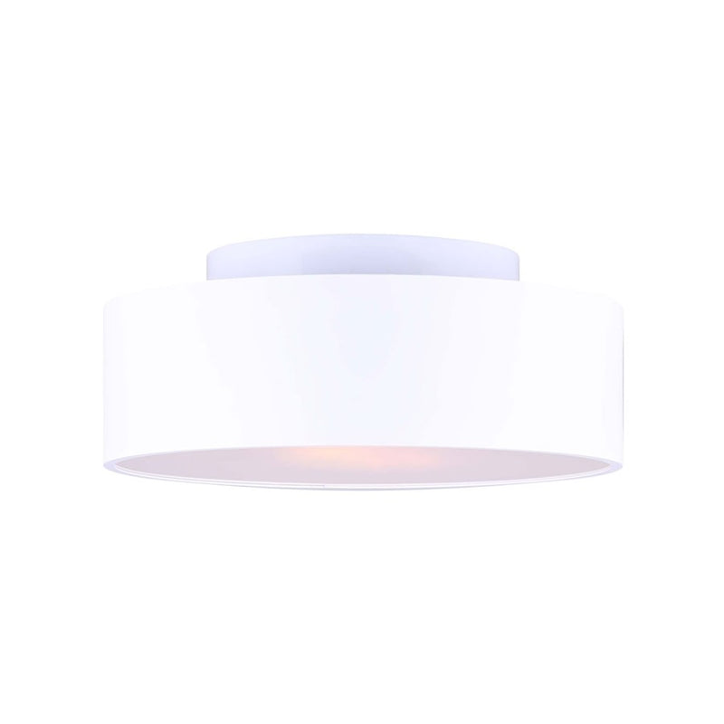 Canarm Cadell 13in 2-Light Flush Mount | Modern Matte White and Frosted Glass | Hallway & Closet | 13 x 5.25 in | Model IFM742B13WH