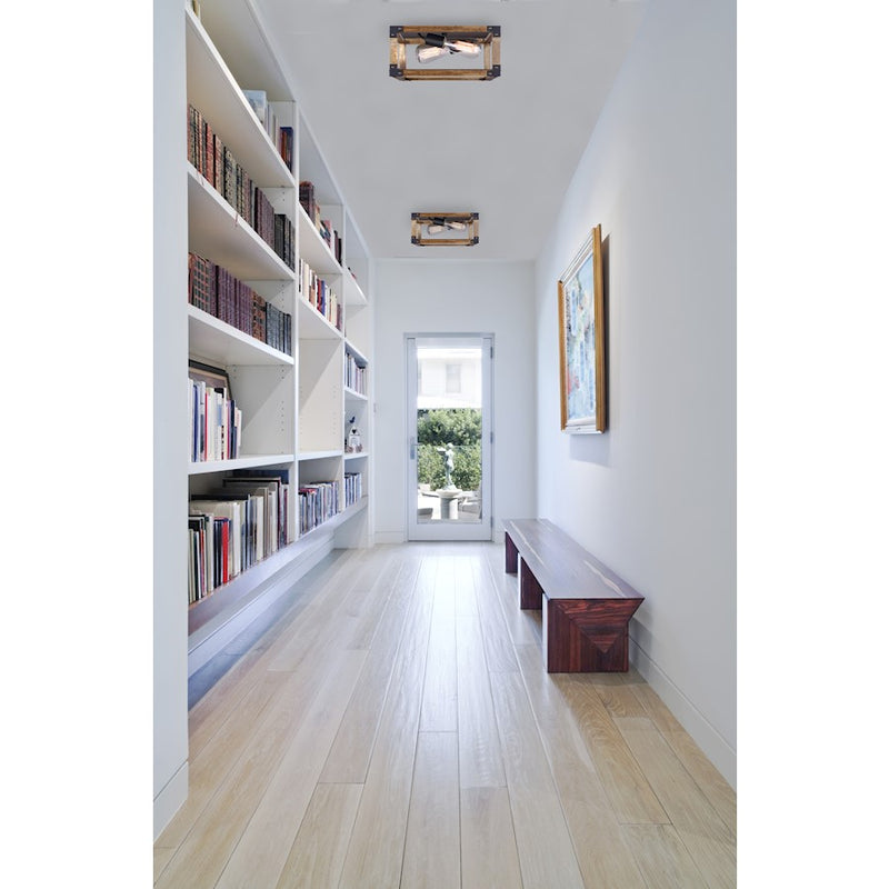 Canarm Moss 14in 2-Light Flush Mount | Modern Black and Real Wood Metal | Hallway & Entryway | 13.75 x 13.75 x 7 in | Model IFM756A13BKW