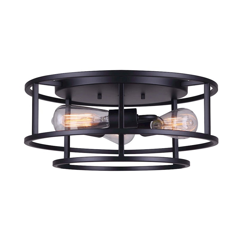 Canarm Luca 16in 3-Light Flush Mount | Modern Black Metal | Living Room & Bedroom | 15.75 x 15.75 x 7 in | Model IFM757A16BK