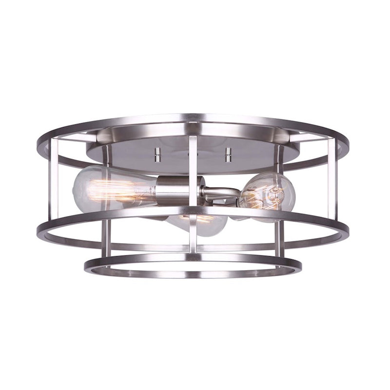 Canarm Luca 16in 3-Light Flush Mount | Modern Brushed Nickel Metal | Living Room & Bedroom | 15.75 x 15.75 x 7 in | Model IFM757A16BN