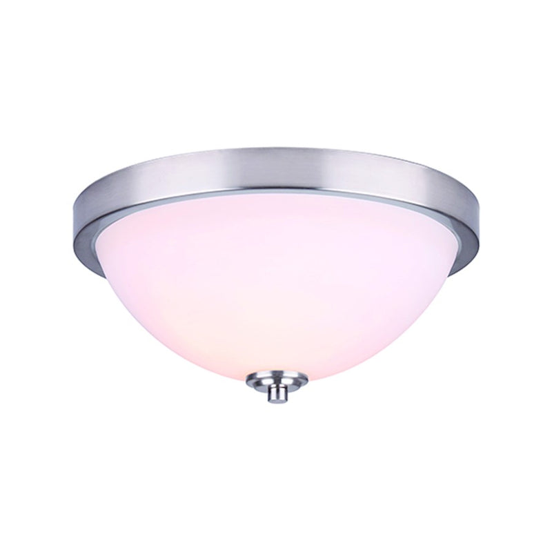 Canarm Noah 13in 2-Light Flush Mount | Brushed Nickel and Flat Opal Glass | Bedroom & Hallway Ceiling Light | 13 x 13 x 6 in | Model IFM765A13BN