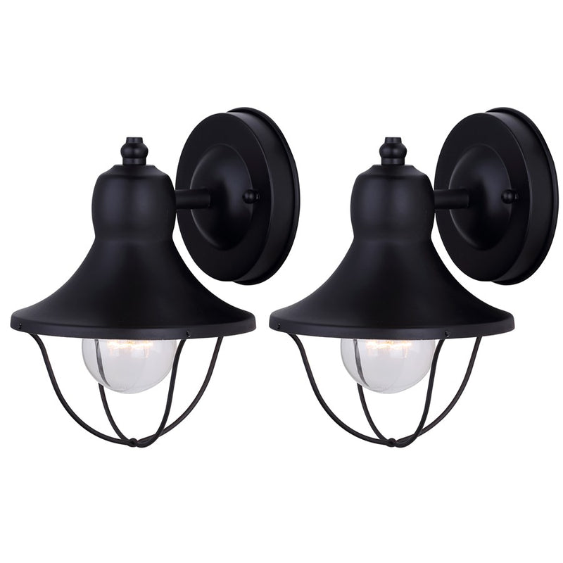 Canarm Madison 6in 1-Light Outdoor Lantern | Industrial Matte Black and Clear Glass | Porch & Garage Wall Light | Model IOL143TBK-C