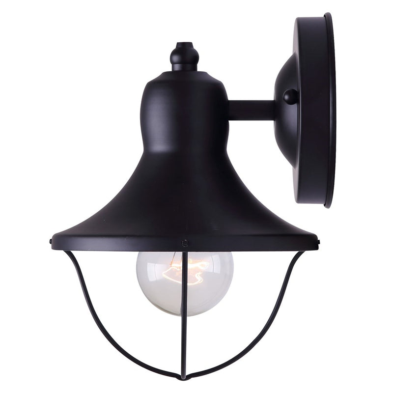 Canarm Madison 6in 1-Light Outdoor Lantern | Industrial Matte Black and Clear Glass | Porch & Garage Wall Light | Model IOL143TBK-C