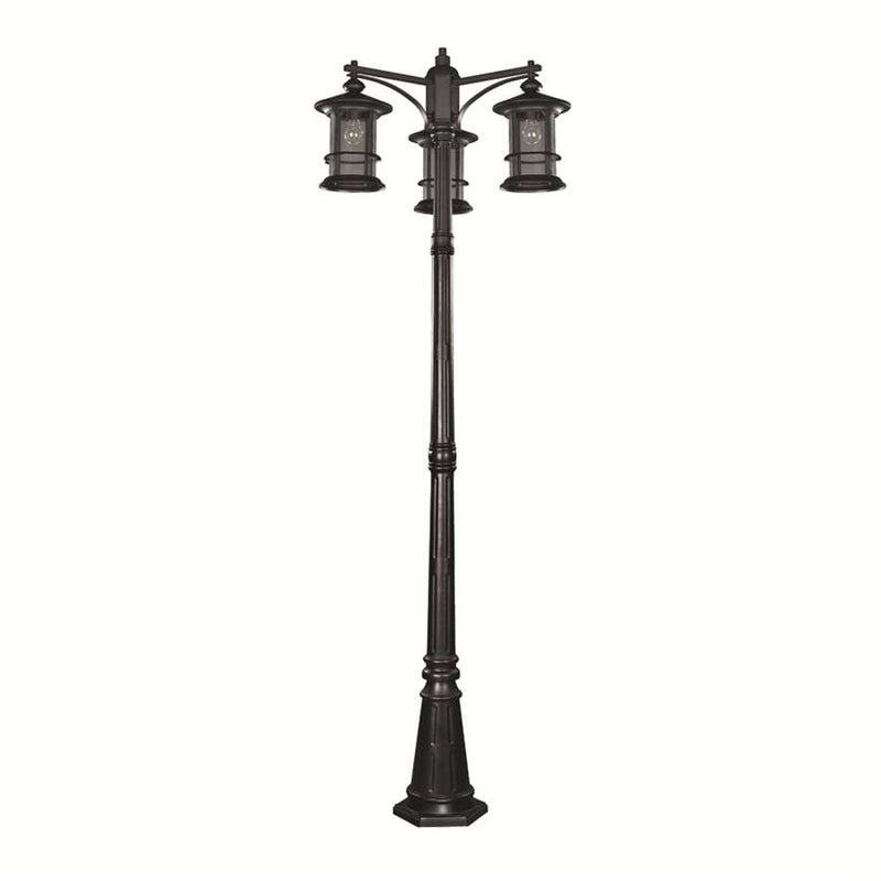 Canarm Treehouse 28.5in 3-Light Outdoor Post Light | Traditional Black and Clear Glass | Driveway & Garden Post Light | 28.5 x 82 in | Model IOL156BK