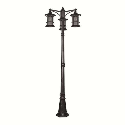 Canarm Treehouse 28.5in 3-Light Outdoor Post Light | Traditional Black and Clear Glass | Driveway & Garden Post Light | 28.5 x 82 in | Model IOL156BK