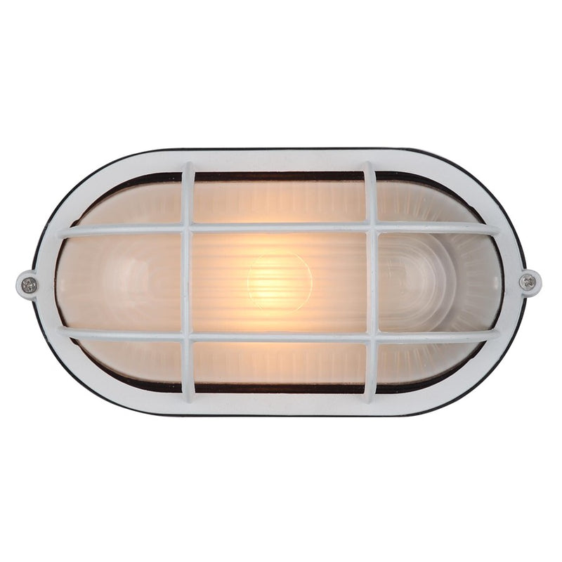 Canarm Marine 4.375in 1-Light Outdoor Lantern | White Cast Aluminum and Frosted Glass | Porch & Patio | 8.25 x 4.125 x 4.375 in | Model IOL1611