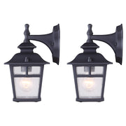 Canarm Fieldhouse 11in 1-Light Outdoor Wall Light Twinpack | Black Steel and Seeded Glass | Porch & Entryway | 6.25 x 7.75 x 11 in | Model IOL183TBK-C