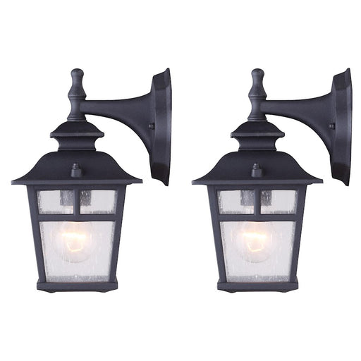 Canarm Fieldhouse 11in 1-Light Outdoor Wall Light Twinpack | Black Steel and Seeded Glass | Porch & Entryway | 6.25 x 7.75 x 11 in | Model IOL183TBK-C
